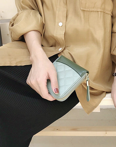 Cute Stylish Leather Womens Small Wallet for Women Zipper billfold Wallets