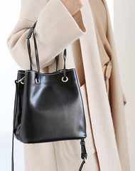 Black Leather Womens Small Handbag Purse Shoulder Bag For Women