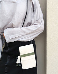 LEATHER WOMEN Small Phone SHOULDER BAG FOR WOMEN With Tassels