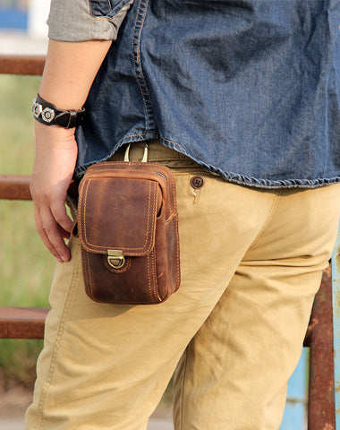Brown Leather Belt Pouch Mens Leather Cell Phone Holster Leather Cell Phone Belt YS01391003
