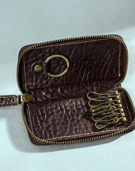 Leather Men Small Key Wallet Bifold Small Keyring billfold Wallet for Men