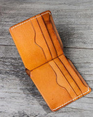 Leather Men Small Wallet Bifold Vintage billfold Wallet for Men