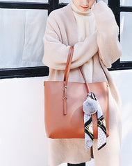 Leather Womens Stylish Brown Tote Bag Shoulder Bag For Women
