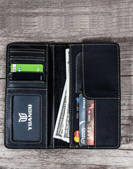 Leather Men Travel Wallets Passport Wallet Bifold Long Wallets for Men