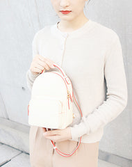 Cute Stylish White Leather Backpack Womens Mini Backpacks Purse