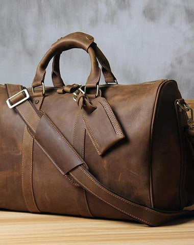 Cool Vintage Leather Mens Large Weekender Bag Travel Bag for Men