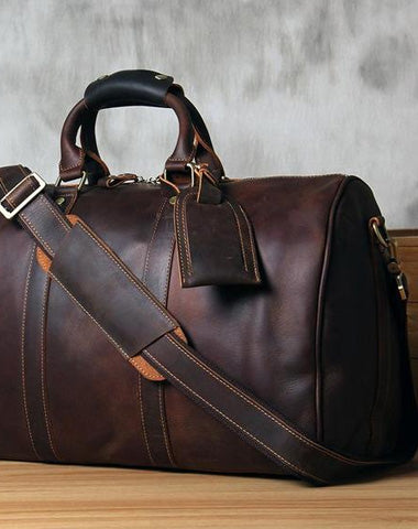 Cool Leather Mens Large Weekender Bag Travel Bag for Men