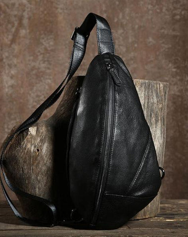 Leather Mens Cool Chest Bag Sling Bag Shoulder Sling Bag Travel Sling Bag for men