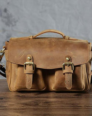 Handmade Leather Mens Cool Shoulder Bag Messenger Bag Camera Bag Cycling Bag for men