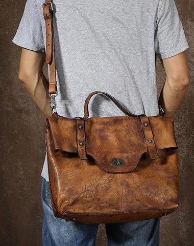 Vintage Leather Mens Cool Messenger Bag Work Bag Business Bag Laptop Bag for men