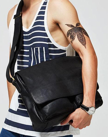 Handmade Leather Mens Cool Shoulder Bags Messenger Bag for men
