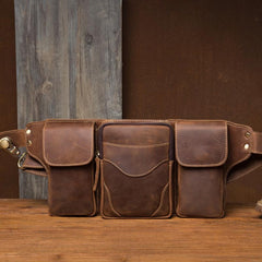 Vintage Leather Fanny Pack Mens Waist Bag Hip Pack Belt Bag Bumbag for Men
