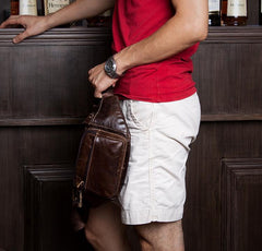 Vintage Leather Fanny Pack Mens Waist Bag Hip Pack Belt Bag Bumbag for Men