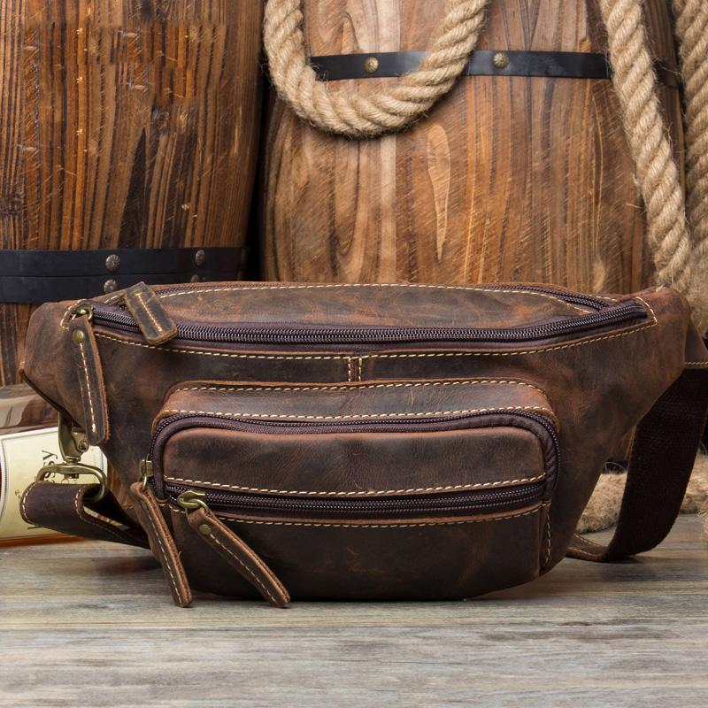 Gift for Men Crossbody Leather Bag Hip Bag Fanny Pack 