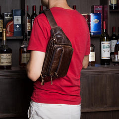 Vintage Leather Fanny Pack Mens Waist Bag Hip Pack Belt Bag Bumbag for Men