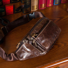 Vintage Leather Fanny Pack Mens Waist Bag Hip Pack Belt Bag Bumbag for Men