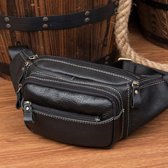 Vintage Leather Fanny Pack Mens Waist Bag Hip Pack Belt Bag Bumbag for Men