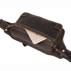 Vintage Leather Fanny Pack Mens Waist Bag Hip Pack Belt Bag Bumbag for Men