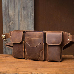 Vintage Leather Fanny Pack Mens Waist Bag Hip Pack Belt Bag Bumbag for Men