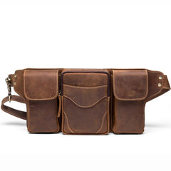 Vintage Leather Fanny Pack Mens Waist Bag Hip Pack Belt Bag Bumbag for Men