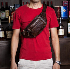 Vintage Leather Fanny Pack Mens Waist Bag Hip Pack Belt Bag Bumbag for Men