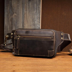 Vintage Leather Fanny Pack Mens Waist Bag Hip Pack Belt Bag Bumbag for Men