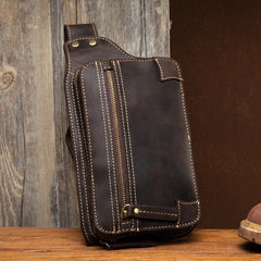 Vintage Leather Fanny Pack Mens Waist Bag Hip Pack Belt Bag Bumbag for Men