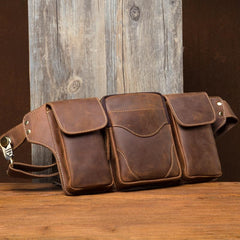 Vintage Leather Fanny Pack Mens Waist Bag Hip Pack Belt Bag Bumbag for Men