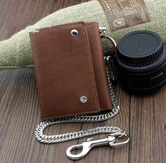 Men's Trifold Small Biker Wallet Chain Wallet