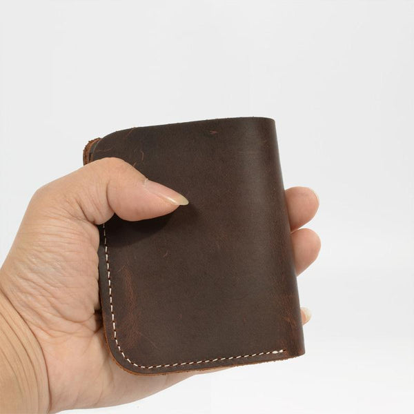 Cool Handmade Leather Mens Brown Bifold billfold Wallet Small Wallet for Men MCCY00391054
