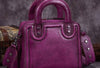 Genuine Leather Handbag Vintage Rivet Crossbody Bag Cube Shoulder Bag Purse For Women - EverHandmade