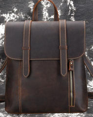 Cool Brown Leather Mens Backpack School Backpack Satchel Backpack for Men