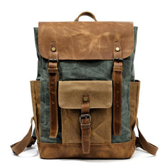 Cool Waxed Canvas Mens Womens Waterproof Large Travel Backpack 15'' Computer Hiking Backpack for Men