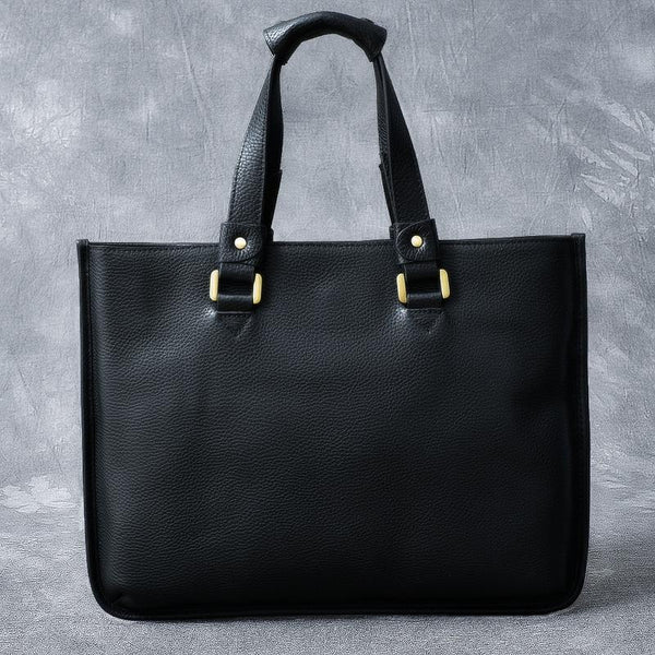 Leather Mens Womens 16" Black Briefcase Side Bag Laptop Messenger Bag Shoulder B 24J03481030