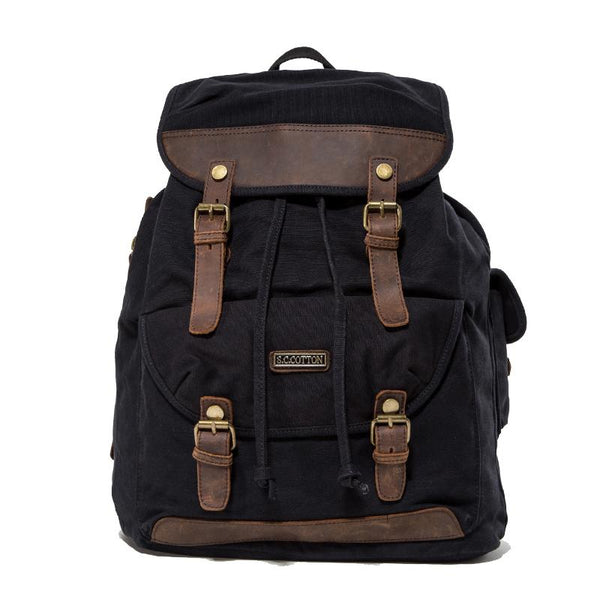 Canvas Leather Mens Women 16" Black Travel Backpack Khaki Computer Bag College B SCC01191043