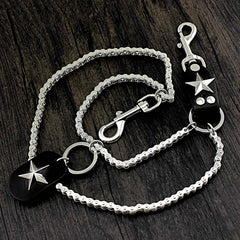 Star SILVER STAINLESS STEEL MENS Double CHAIN PANTS CHAIN WALLET CHAIN BIKER WALLET CHAIN FOR MEN