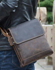 Cool Leather Mens Small Messenger Bag Vintage Shoulder Bag For Men