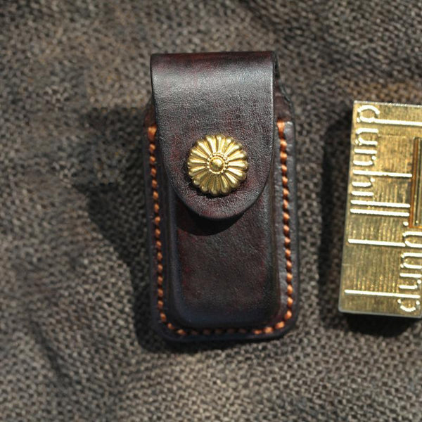 Cool Handmade Leather Mens Dunhill Lighter Case - Back View