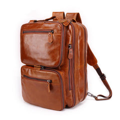 Cool Leather Black Mens Large Brown Travel Backpack 14inch Dark Brown Briefcase Backpack Laptop Backpack for Men