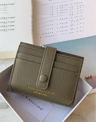 Cute Women Khaki Sheepskin Card Holder Slim Card Wallet Khaki Card Holder Credit Card Holder For Women