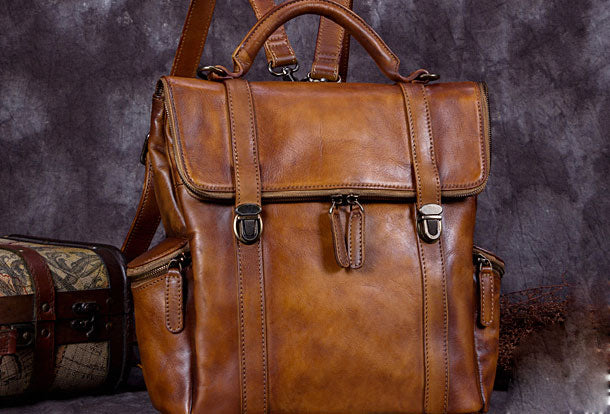 Vintage Handmade Womens Leather Backpack Bag Fashion Backpack Purse For Women - EverHandmade