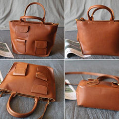 Womens Leather Tote Bag Zip Top Tote Bag - Annie Jewel