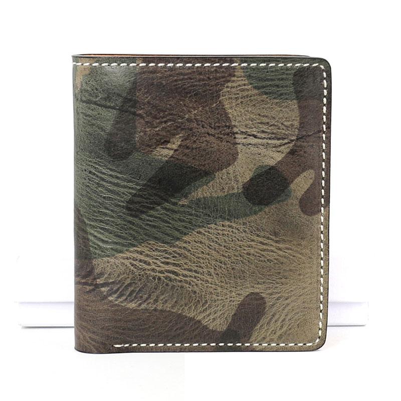 Cool Leather Mens Camouflage Small Wallet Front Pocket Wallet billfold Slim Wallet for Men