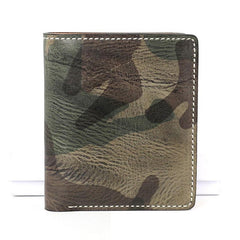 Cool Leather Mens Camouflage Small Wallet Front Pocket Wallet billfold Slim Wallet for Men