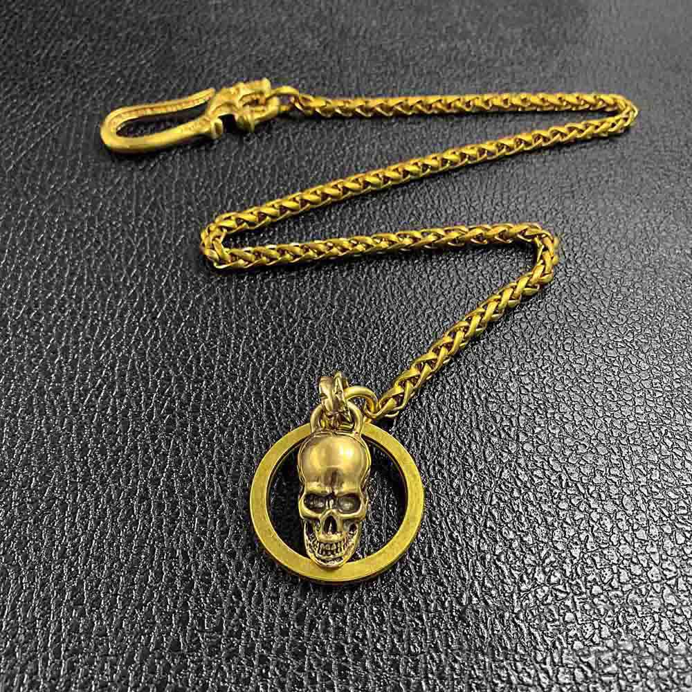 Cool Brass 18" Mens Skull Ring Key Chain Pants Chain Wallet Chain Motorcycle Wallet Chain for Men