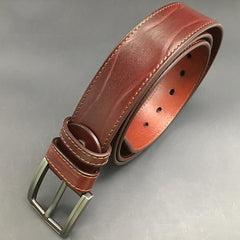 Handmade Cool Dark Red Brown Leather Mens Belt Light Red Brown Leather Belt for Men