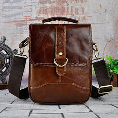 Cool Vintage Leather Mens Small Side Bag Messenger Bag Shoulder Bags for Men