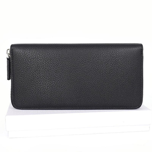 Black Mens Leather Zipper Long Wallet Phone Long Bifold Wallet for Men SEP02481050