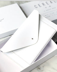 Cute Women Black Leather Envelope Clutch Wallet White Slim Large Long Travel Wallet For Women