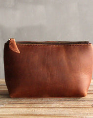 Vintage LEATHER Womens Zipper Wallet Change Wallet Makeup Pouches FOR Women